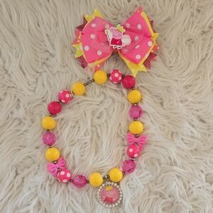 Peppa Pig Necklace and Bow Set